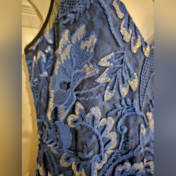 BELLE BADGLEY MISHKA SANDRINE FLORAL V-NECK, SLEEVELESS EMBROIDERY DRESS - Picture 2 of 13